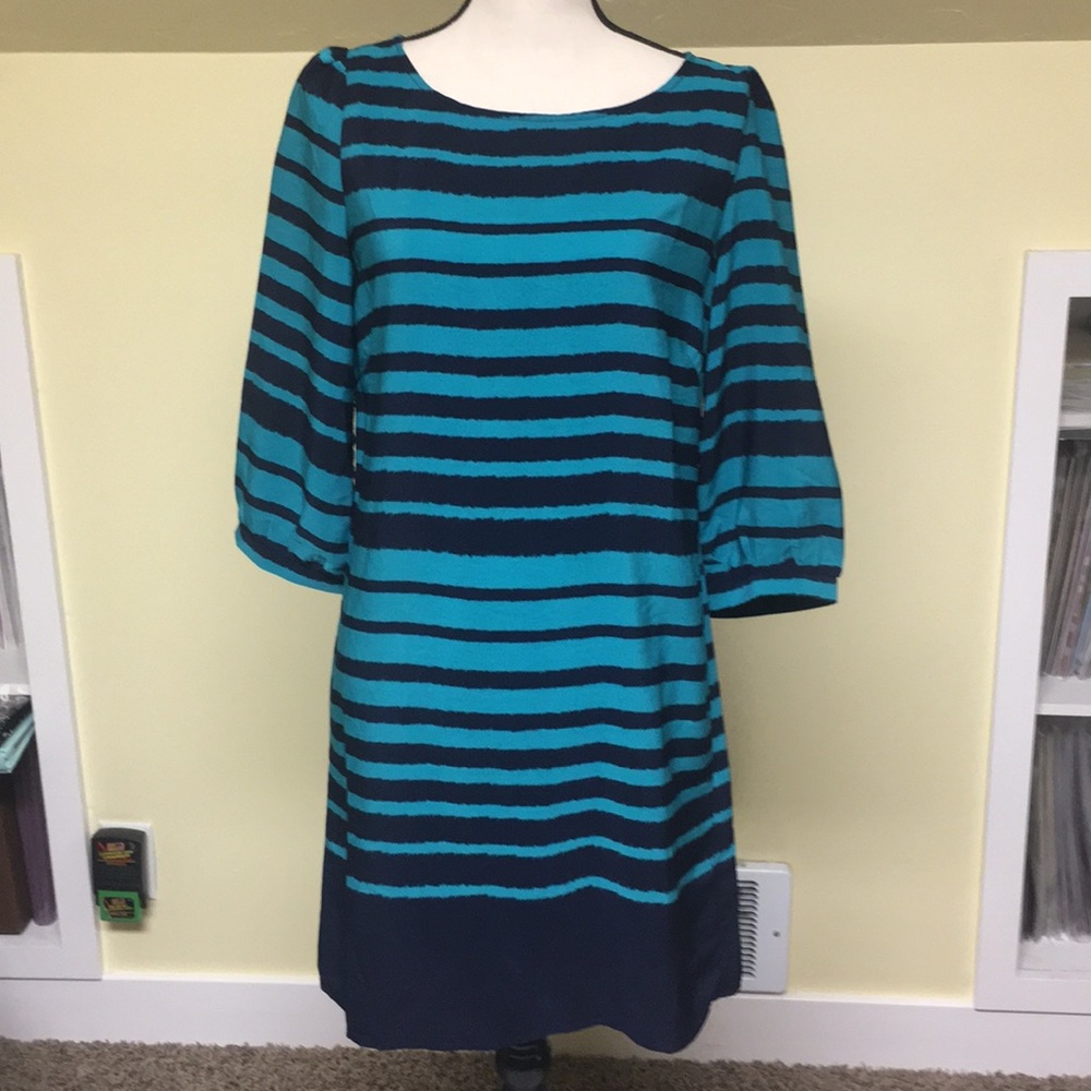 Teal & Navy polyester dress Sz M